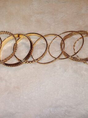 8 Pc Gold Bracelets